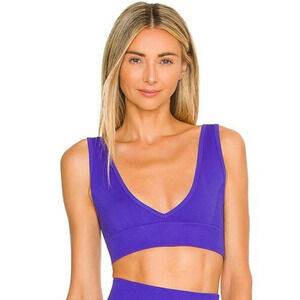 WeWoreWhat Sapphire Blue Athletic Sport Yoga Lounge Plunge V Neck Bra Top Small